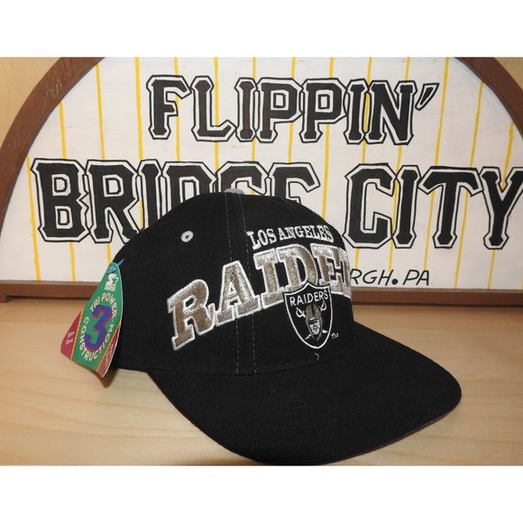 NWT Vintage 1990s Los Angeles Raiders Starter Tri Power Wool Snapback Cap Hat